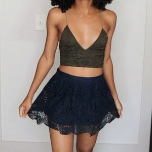 Lace Mini Skirt (Navy)